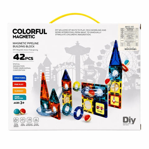 Colorful Magnetic Pipeline Building Block Set 42 Pieces